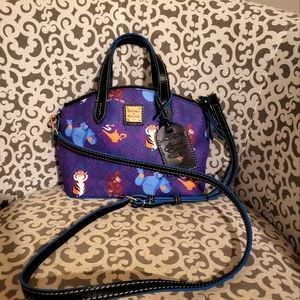 Dooney and Bourke Disney Small Crossbody Purple Aladdin Rajah Carpet Genie Lamp